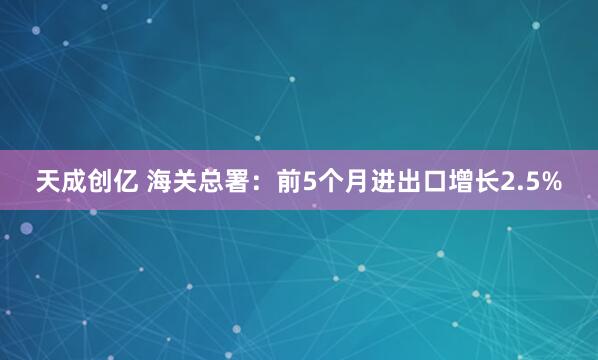天成创亿 海关总署：前5个月进出口增长2.5%