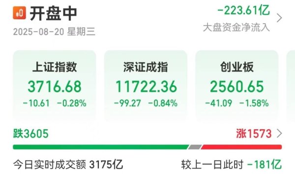 应牛配 三大指数集体低开 算力硬件方向领跌